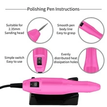 Electric Nail Drill Professional Manicure Machine Nail Sander Set Nail Drill Bit Portable Nail Salon Polisher Equipment - Hot Pink - View 6
