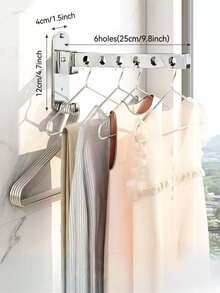 1入組不銹鋼多功能可折疊壁掛式晾衣架,合適適用於陽台,臥室,和浴室 - 銀色 - 查看 2