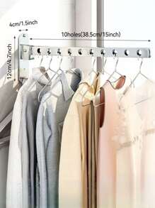 1入組不銹鋼多功能可折疊壁掛式晾衣架,合適適用於陽台,臥室,和浴室 - 銀色 - 查看 4