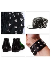 80入組銀尖頭釘珠螺絲鉚釘套裝帶組裝工具 - 銀色 - 查看 5