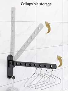 1入組不銹鋼多功能可折疊壁掛式晾衣架,合適適用於陽台,臥室,和浴室 - 銀色 - 查看 5