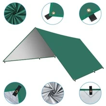 Outdoor Camping Tarp, Camping Tarpaulin Awning, Lightweight UV Resistant and PU 3000mm Waterproof Rainproof Tarpaulin Shelter - Army Green - View 2