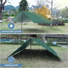 Outdoor Camping Tarp, Camping Tarpaulin Awning, Lightweight UV Resistant and PU 3000mm Waterproof Rainproof Tarpaulin Shelter - Army Green - View 5