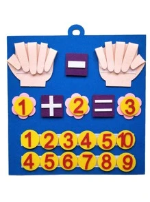 1 件儿童毛毡手指数字数学玩具，儿童计数早教教育板，适用于幼儿教学辅助工具 - 藍色 - 查看 6