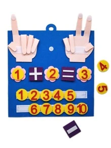 1 件儿童毛毡手指数字数学玩具，儿童计数早教教育板，适用于幼儿教学辅助工具 - 藍色 - 查看 4