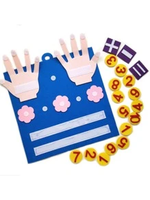 1 件儿童毛毡手指数字数学玩具，儿童计数早教教育板，适用于幼儿教学辅助工具 - 藍色 - 查看 5