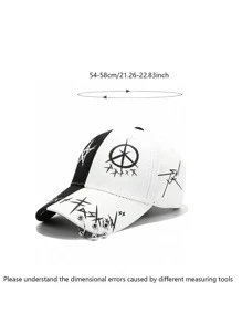 1入組中性黑色和白色鐵圓環棒球帽街頭時尚嘻哈可調節串珠遮陽帽