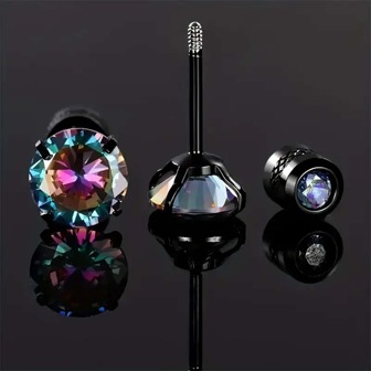 1pair Fashionable Women's Simple Zirconia Titanium Steel Earrings, Screw Stud Earrings, Valentine's Day Gift,Mom,Mother,Mother's Day,Gift