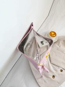 Women's Large Transparent Embroidery Thread Letter Clutch Wristlet, Organizer Bag, Snack And Wet/Dry Separation Pouch - Pink - View 3