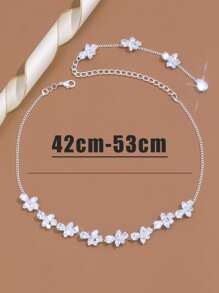 1 pieza Collar de cadena plata hueco cubo & zirconia colgante trasero , adecuado para novia boda & festival regalos - Plateado - Ver 4