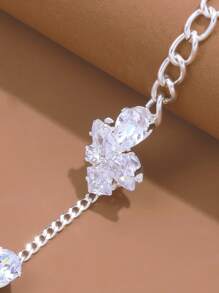 1 pieza Collar de cadena plata hueco cubo & zirconia colgante trasero , adecuado para novia boda & festival regalos - Plateado - Ver 3