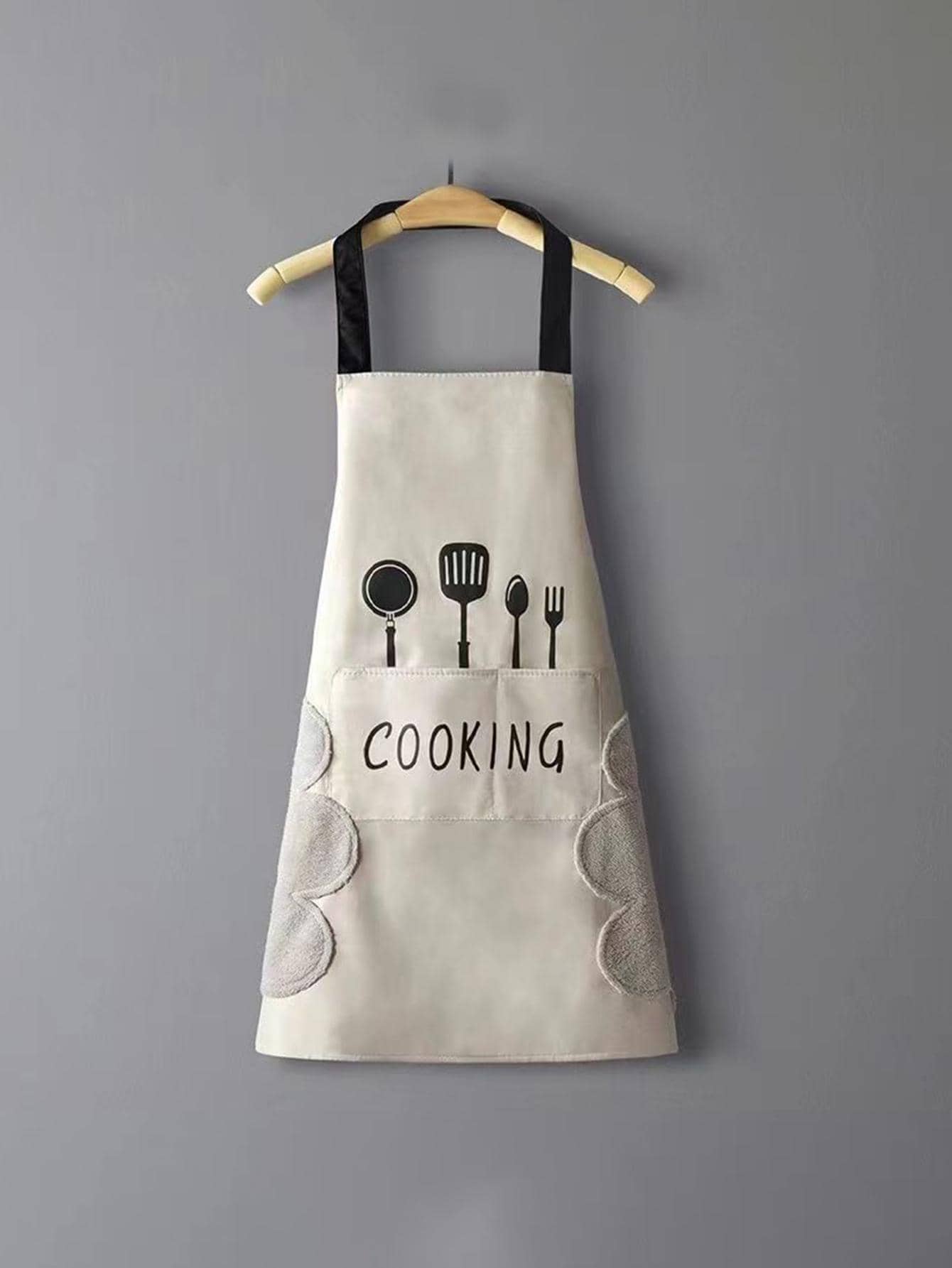 1pc Mixed Pattern PVC Apron, Waterproof Stain Resistant Chef Apron For Kitchen - Light Grey - View 1