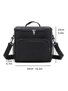 1pc Large Capacity Portable Insulated Lunch Bag With Square Ice Pack For Work - Black - View 7