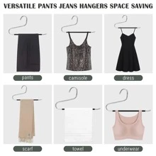 HMSEC 30 Pack Clothes Pants Hangers, Stainless Steel Space Saving Clothes Pants Hangers, Multifunction Non-Slip Clothes Hangers, Open-Ended Heavy Duty Hangers For Pants, Trousers, Scarf - Black - View 4