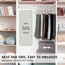 HMSEC 30 Pack Clothes Pants Hangers, Stainless Steel Space Saving Clothes Pants Hangers, Multifunction Non-Slip Clothes Hangers, Open-Ended Heavy Duty Hangers For Pants, Trousers, Scarf - Black - View 6