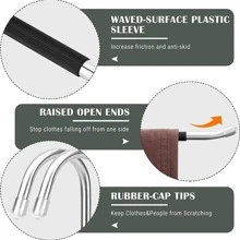 HMSEC 30 Pack Clothes Pants Hangers, Stainless Steel Space Saving Clothes Pants Hangers, Multifunction Non-Slip Clothes Hangers, Open-Ended Heavy Duty Hangers For Pants, Trousers, Scarf - Black - View 3