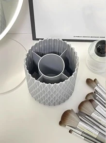 1pc Pen Holder Storage Box For Office Desk, Student High Capacity Pencil Case - Grey - View 3