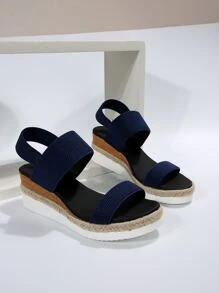 Summer New Style Women High Heels Increase The Height, Waterproof Platform, Thick Bottom, Elastic Band, Open Toe, Wedge Sandals