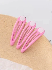 女士素色休閒髮夾配件 - 粉色 - 查看 1