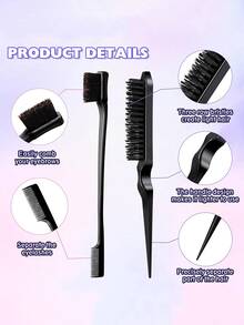 12入組尼龍沙龍髮刷套裝包括染髮劑刷適用於染色,兩面邊刷和梳子適用於女士頭髮造型 - 黑色 - 查看 6
