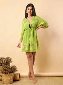 Women Kimonos - Màu xanh chanh - Xem 4