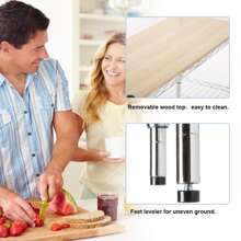 4-Tier Bakers Rack Kitchen Storage Shelf Metal Baker's Rack Organizer Stand Shelf Kitchen Microwave Cart Storage Countertop Dorm Microwave Stand Kitchen Storage Shelving with Cutting Board Microwave Shelf Hooks for Kitchen - Silver - View 7