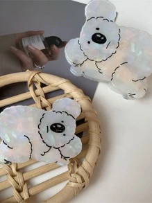 1入組女士們醋酸動物設計可愛卡通考拉髮爪 - 米色 - 查看 3