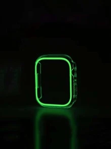 夜光保护壳适用于 Apple Watch，兼容 Apple Watch 系列，透明 PC 硬壳，配有彩色保险杠和镂空设计，可作为返校学生的礼物 - 綠色 - 查看 1