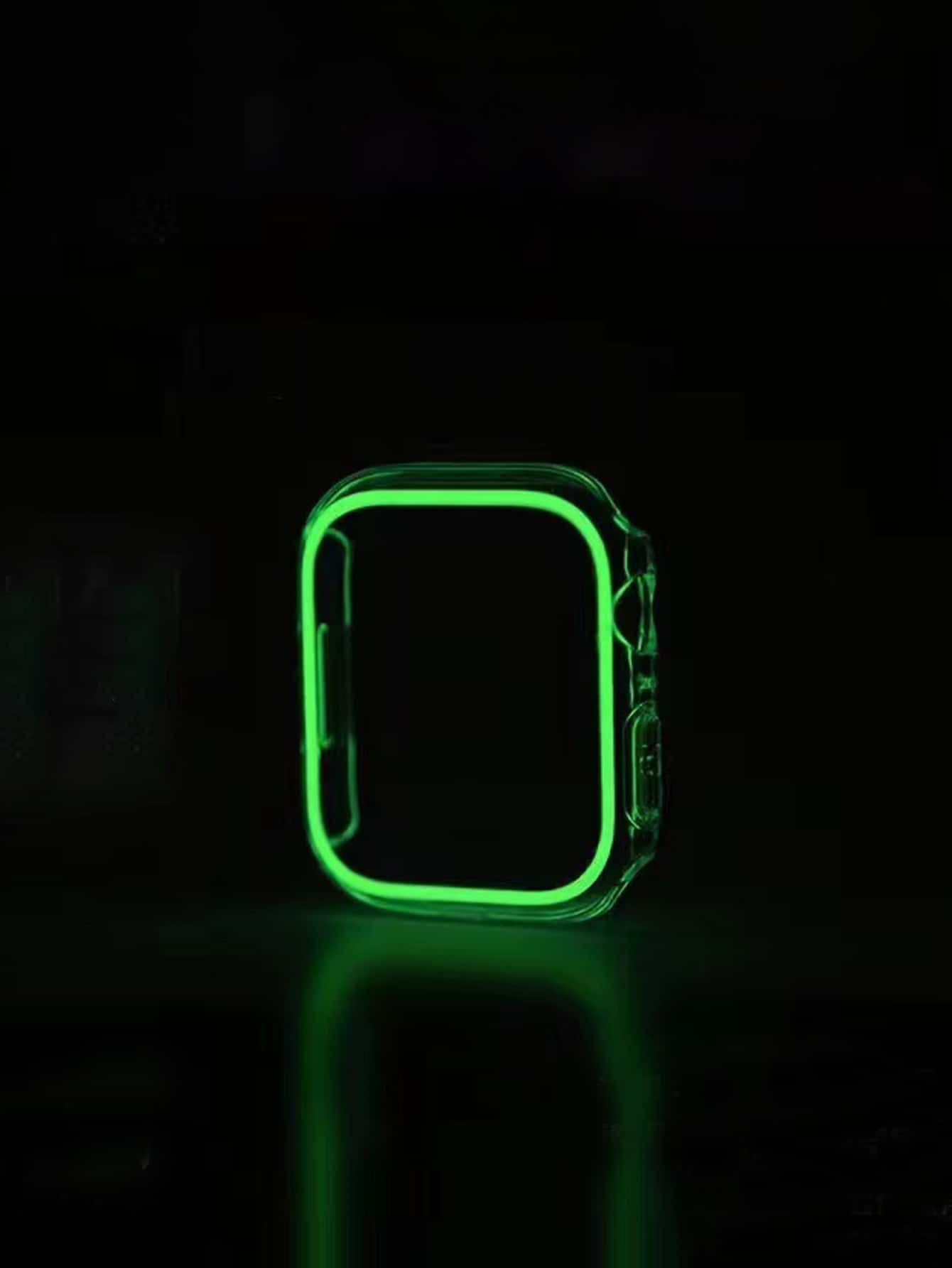 夜光保护壳适用于 Apple Watch,兼容 Apple Watch 系列,透明 PC 硬壳,配有彩色保险杠和镂空设计,可作为返校学生的礼物 - 綠色 - 查看 1