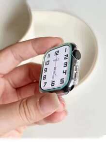 夜光保护壳适用于 Apple Watch，兼容 Apple Watch 系列，透明 PC 硬壳，配有彩色保险杠和镂空设计，可作为返校学生的礼物 - 綠色 - 查看 4