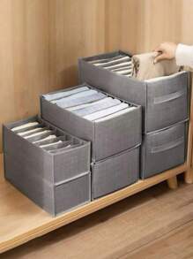 1 Peça Organizador de Roupas de Guarda-Roupa, Organizador de Guarda-Roupa Portátil com 7/9 Grades, Caixa de Armazenamento Separada, Organizador de Gavetas de Guarda-Roupa Dobrável, Adequado para Roupas Íntimas, Meias, Lenços, Leggings, Camisetas, Decorações de Denim, Decoração de Festa, Decoração de Quarto, Decoração Doméstica, Roupa de Cama, Organizador, Armazenamento Doméstico, Camiseta Branca Feminina, Calça Preta Feminina, Roupas de Inverno Femininas, Vestido - Cinza - Visão 3
