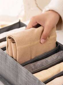 1 Peça Organizador de Roupas de Guarda-Roupa, Organizador de Guarda-Roupa Portátil com 7/9 Grades, Caixa de Armazenamento Separada, Organizador de Gavetas de Guarda-Roupa Dobrável, Adequado para Roupas Íntimas, Meias, Lenços, Leggings, Camisetas, Decorações de Denim, Decoração de Festa, Decoração de Quarto, Decoração Doméstica, Roupa de Cama, Organizador, Armazenamento Doméstico, Camiseta Branca Feminina, Calça Preta Feminina, Roupas de Inverno Femininas, Vestido - Cinza - Visão 6