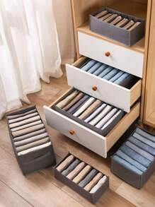 1 Peça Organizador de Roupas de Guarda-Roupa, Organizador de Guarda-Roupa Portátil com 7/9 Grades, Caixa de Armazenamento Separada, Organizador de Gavetas de Guarda-Roupa Dobrável, Adequado para Roupas Íntimas, Meias, Lenços, Leggings, Camisetas, Decorações de Denim, Decoração de Festa, Decoração de Quarto, Decoração Doméstica, Roupa de Cama, Organizador, Armazenamento Doméstico, Camiseta Branca Feminina, Calça Preta Feminina, Roupas de Inverno Femininas, Vestido - Cinza - Visão 4