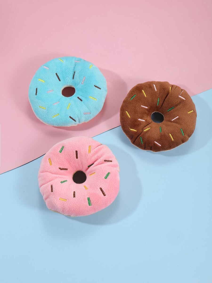 1pc Cute Donut Shaped Creative Plush Toy For Kids - Pink - View 1