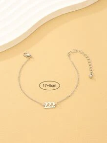 1 Miếng Kim loại Gấp ba Hai Số Chuỗi vòng tay - Bạc - Xem 3