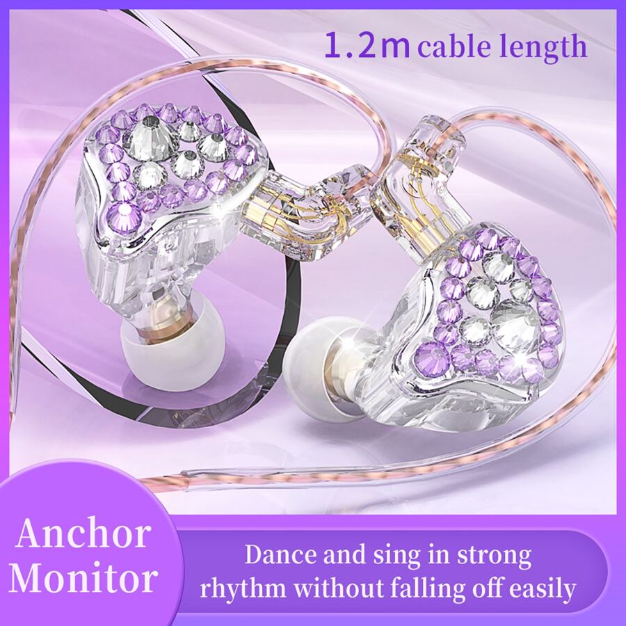 hellodigi Q2Pro 1.2m Cable Length Monitor Headphones - Purple - View 1