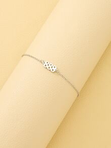 1 pieza Pulsera de moda de color metálico número 888 - Plateado - Ver 2