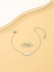 1 pieza Pulsera de moda de color metálico número 888 - Plateado - Ver 3