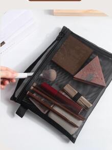 1pc Transparent Mesh Cosmetic Storage Bag, Portable And Simple Toiletry Bag For Travel For Travel Storage Bag,Makeup Bag,Cosmetic Bag,Vacation Organizer,Large Capacity Makeup Organizer Makeup Case, For Lipstick, Brush, Skincare, Mobile Phone, Coin, Small Items, For Home,Gift,Vacation And Festival Halloween Christmas Multifunctional Use,Boho Vibes,For Holiday Beach, Bathroom Collection, Bedroom Collection, Large Capacity