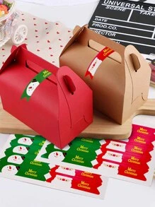 100 de bucăți autocolante pentru ambalaj cadou din hârtie cu model Moș Crăciun, autocolante creative de etanșare pentru ambalare - Multicolor - Vizualizare 1