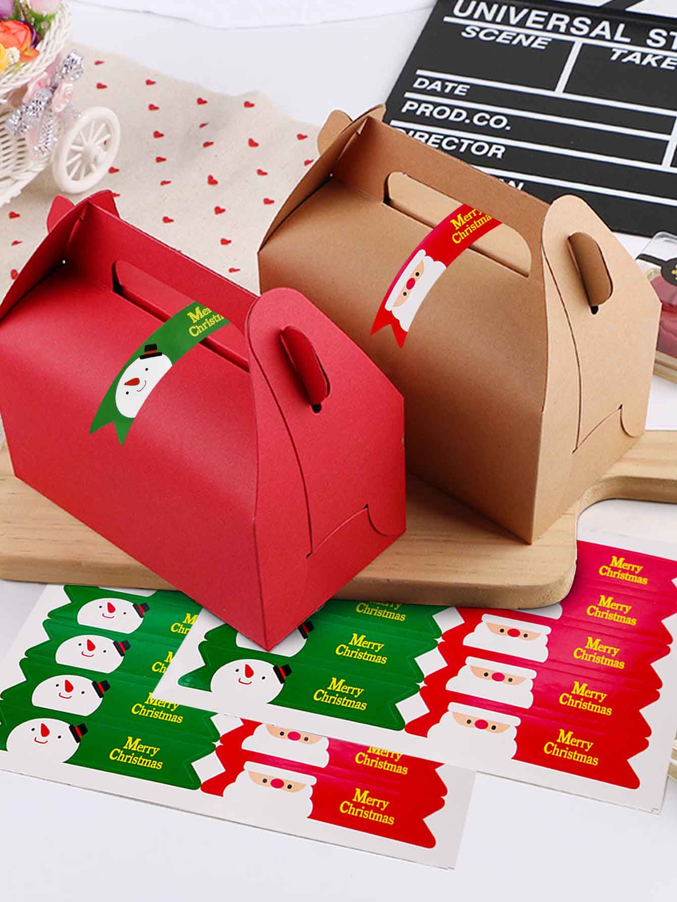 100 de bucăți autocolante pentru ambalaj cadou din hârtie cu model Moș Crăciun, autocolante creative de etanșare pentru ambalare - Multicolor - Vizualizare 1