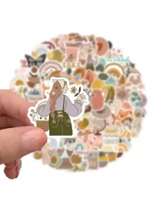 50 miếng dán giấy phong cách Boho nhiều màu sắc, những miếng dán dễ thương sáng tạo để trang trí, đồ dùng làm sổ lưu niệm cho mùa tựu trường, những miếng dán ngộ nghĩnh cho laptop, điện thoại Kindle. - Màu be - Xem 6