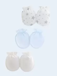 6對/包嬰兒嬰兒防刮連指,多種顏色和圖案,0-3入組月 - 彩色 - 查看 3