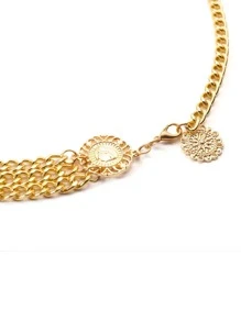 街头 1 件朋克 Y2K 女式多层时尚链条腰带，用于连衣裙装饰和牛仔裤，万圣节夏季、学校秋季、秋季、万圣节 - 金色 - 查看 7