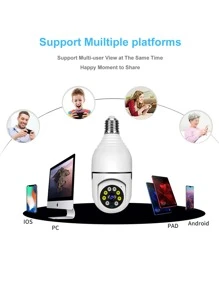 1 件 E27 室内全景摄像机，355° 平移/倾斜，2.4GHz 和 5GHz WiFi 1080P 智能家居安全摄像头，带运动检测报警、彩色夜视、双向音频 - SENTKENG CAMERA - 白色 - 查看 9