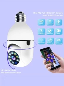 1 件 E27 室内全景摄像机，355° 平移/倾斜，2.4GHz 和 5GHz WiFi 1080P 智能家居安全摄像头，带运动检测报警、彩色夜视、双向音频 - SENTKENG CAMERA - 白色 - 查看 2