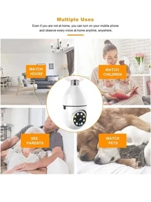 1 件 E27 室内全景摄像机，355° 平移/倾斜，2.4GHz 和 5GHz WiFi 1080P 智能家居安全摄像头，带运动检测报警、彩色夜视、双向音频 - SENTKENG CAMERA - 白色 - 查看 7