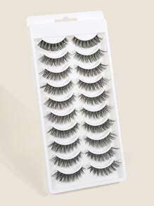 Happy Butterfly 10 cặp/bộ Tự nhiên Dài Lông mi giả Với Uốn xoăn - màu đen - Xem 1