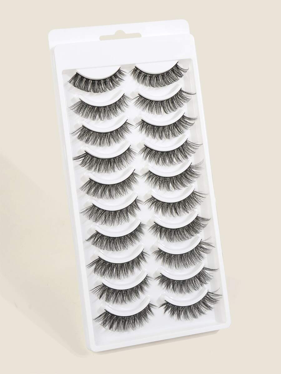 Happy Butterfly 10 cặp/bộ Tự nhiên Dài Lông mi giả Với Uốn xoăn - màu đen - Xem 1