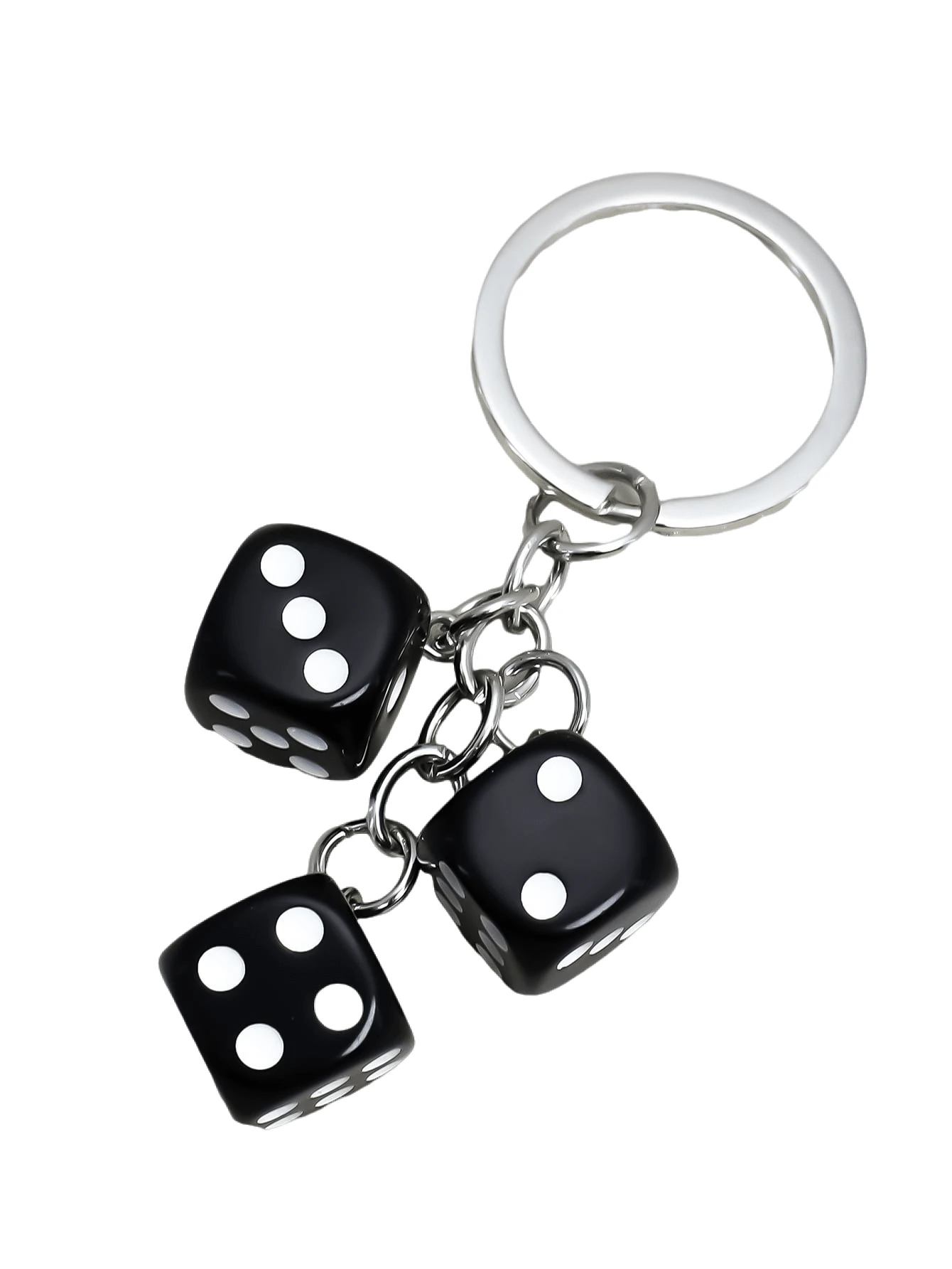 1入組時尚合成樹脂骰子吊墜鑰匙圈適用於裝飾用品 - 黑色 - 查看 1